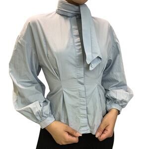 Women's Fashion Button Down High Neck Small